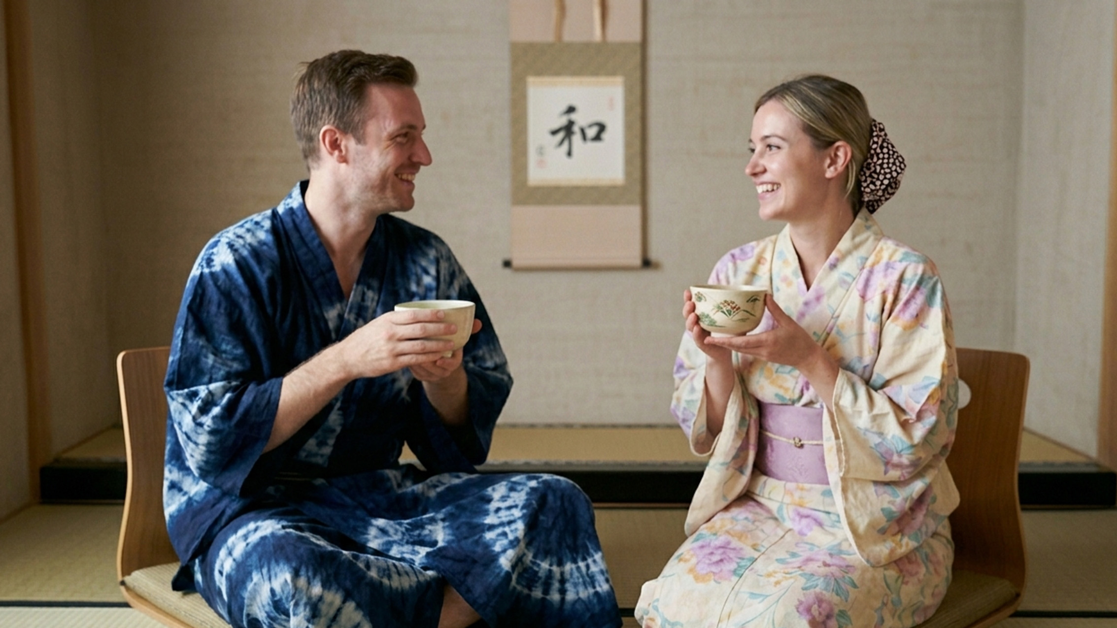 Couples enjoying matcha together